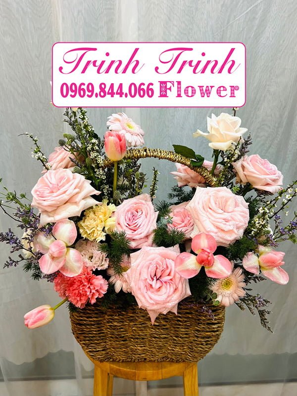 Giỏ Hoa Gcm-071 1 Giỏ Hoa Tươi Chúc Mừng Ở Tân An, Long An Của Shop Hoa Tươi Trinh Trinh Gcm-071