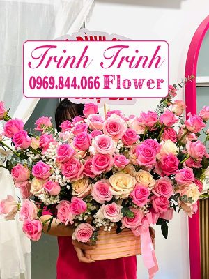 Giỏ hoa tươi chúc mừng ở Tân An, Long An của shop hoa tươi Trinh Trinh GCM-079