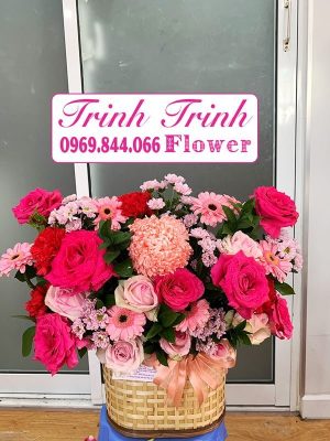 Giỏ hoa tươi chúc mừng ở Tân An, Long An của shop hoa tươi Trinh Trinh GCM-085