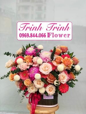 Giỏ hoa tươi chúc mừng ở Tân An, Long An của shop hoa tươi Trinh Trinh GCM-088