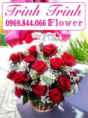 Giỏ hoa chúc mừng GCM-096 của shop hoa tươi Trinh Trinh - Shop hoa tươi Tân An - Long An