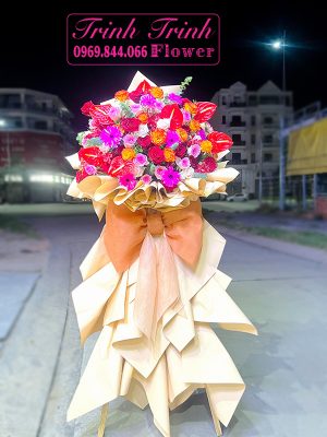Lẵng hoa chúc mừng của shop hoa tươi Trinh Trinh - shop hoa tươi Tân An, Long An LCM-049
