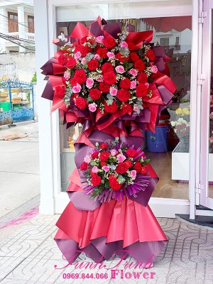Lẵng hoa chúc mừng khai trương, lẵng hoa chúc mừng của shop hoa tươi Trinh Trinh - shop hoa tươi ở Tân An - Long An LCM-044