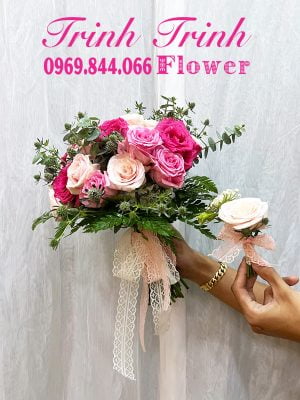 Bó hoa cưới, bóa hoa hoa cầm tay cô dâu của shop hoa tươi Trinh Trinh - Cửa hàng hoa tươi Tân An, Long An BHC-022
