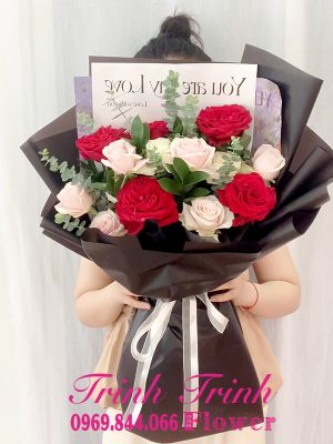 Bó hoa tươi, bó hoa chúc mừng đẹp của shop hoa tươi Trinh Trinh ở Tân An, Long An BHT-019