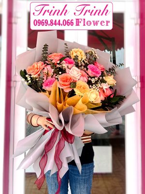 Bó hoa tươi, bó hoa chúc mừng đẹp của shop hoa tươi Trinh Trinh ở Tân An, Long An BHT-020