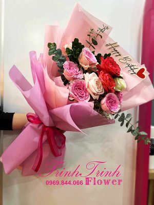 Bó hoa tươi, bó hoa chúc mừng đẹp của Hoa tươi Trinh Trinh - Shop hoa tươi ở Tân An, Long An BHT-055
