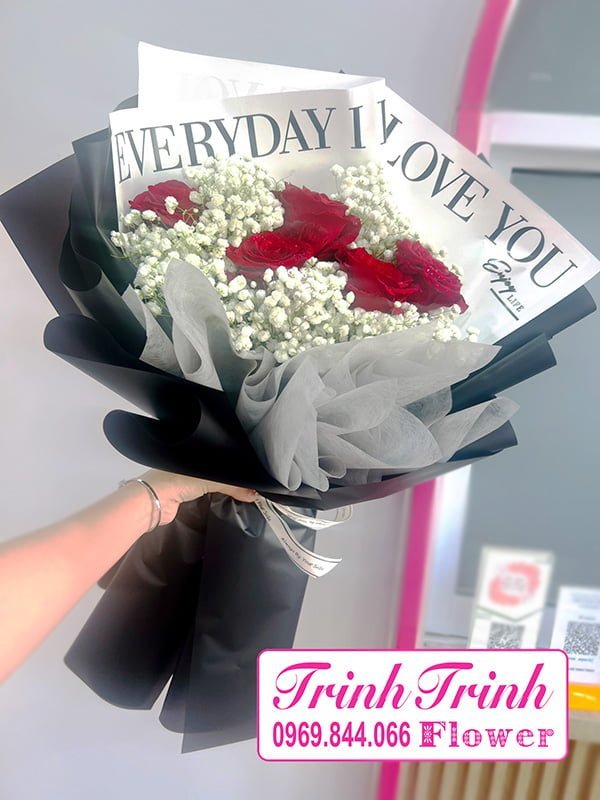 Bó Hoa Bht-056 1 Bó Hoa Tươi, Bó Hoa Chúc Mừng Đẹp Của Hoa Tươi Trinh Trinh - Shop Hoa Tươi Ở Tân An, Long An Bht-056