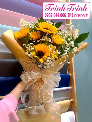 Bó hoa tươi, bó hoa chúc mừng, bó hoa hướng dương đẹp của shop hoa tươi Trinh Trinh ở Tân An, Long An BHT-059