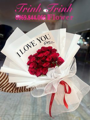 Bó hoa tươi, bó hoa chúc mừng, bó hoa hồng đỏ đẹp của Hoa tươi Trinh Trinh - Shop hoa tươi ở Tân An, Long An BHT-069