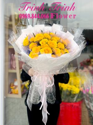 Bó hoa tươi, bó hoa chúc mừng đẹp, bó hoa hồng vàng của Hoa tươi Trinh Trinh - Shop hoa tươi ở Tân An, Long An BHT-075