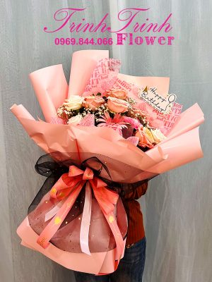 Bó hoa tươi, bó hoa chúc mừng đẹp của shop hoa tươi Trinh Trinh ở Tân An, Long An BHT-077