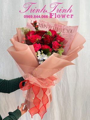 Bó hoa tươi, bó hoa chúc mừng đẹp của shop hoa tươi Trinh Trinh ở Tân An, Long An BHT-087