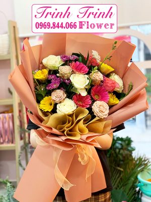 Bó hoa tươi, bó hoa chúc mừng đẹp của shop hoa tươi Trinh Trinh ở Tân An, Long An BHT-091
