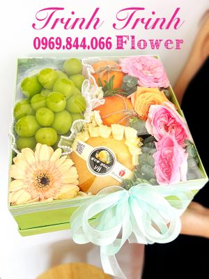 Giỏ trái cây, giỏ hoa quả, giỏ hoa trái cây chúc mừng của shop hoa tươi Tân An, Long An - Hoa tươi Trinh Trinh GHQ-010