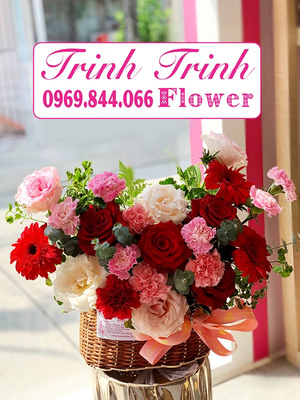 Giỏ Hoa Gcm-060 1 Giỏ Hoa Chúc Mừng, Giỏ Hoa Khai Trương, Giỏ Hoa Sinh Nhật Của Shop Hoa Tươi Tân An, Long An - Tiệm Hoa Tươi Trinh Trinh Gcm-060