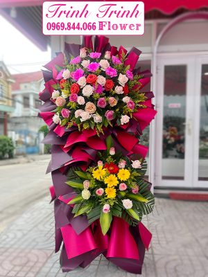 Lẵng hoa chúc mừng, kệ hoa chúc mừng của shop hoa tươi Trinh Trinh - shop hoa tươi Tân An, Long An LHT-024