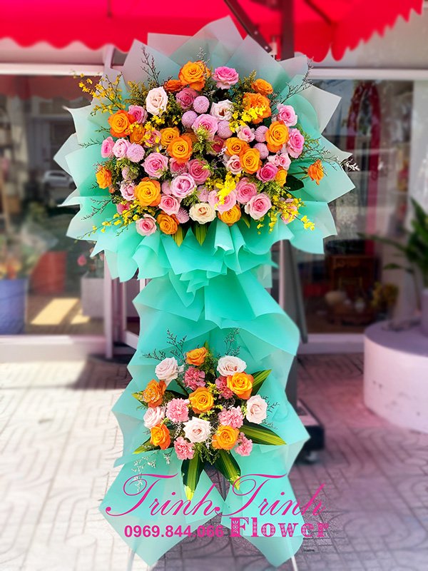 Lẵng Hoa Lcm-029 1 Lẵng Hoa Chúc Mừng, Kệ Hoa Chúc Mừng Của Shop Hoa Tươi Trinh Trinh - Shop Hoa Tươi Tân An, Long An Lht-029