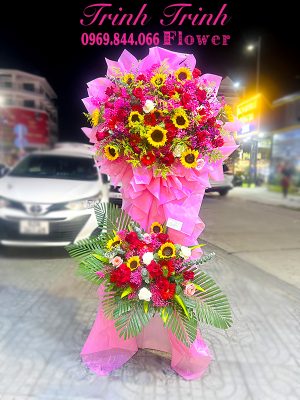 Lẵng hoa chúc mừng, Lẵng hoa khai trương ở Tân An, Long An của shop hoa tươi Trinh Trinh - shop hoa tươi Tân An, Long An LCM-039