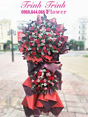 Lẵng hoa chúc mừng, kệ hoa chúc mừng của shop hoa tươi Trinh Trinh - shop hoa tươi Tân An, Long An LHT-067
