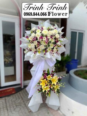 Lẵng hoa tang, lẵng hoa chia buồn, lẵng hoa viếng đám ma của shop hoa tươi Trinh Trinh - Shop hoa tươi ở Tân An, Long An LHT-032