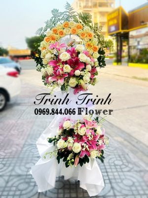 Lẵng hoa tang, lẵng hoa chia buồn, lẵng hoa viếng đám ma của shop hoa tươi Trinh Trinh - Shop hoa tươi ở Tân An, Long An LHT-039