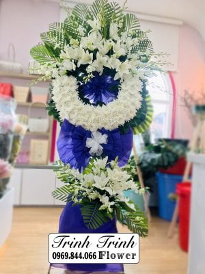 Lẵng hoa tang, lẵng hoa viếng đám ma, lẵng hoa chia buồn của shop hoa tươi ở Tân An, Long An - Hoa tươi Trinh Trinh LHT-001