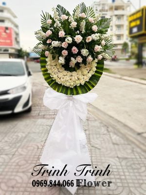 Lẵng hoa tang, lẵng hoa viếng đám ma, lẵng hoa chia buồn của shop hoa tươi ở Tân An, Long An - Hoa tươi Trinh Trinh LHT-006