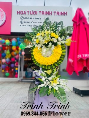 Lẵng hoa tang, lẵng hoa viếng đám ma, lẵng hoa chia buồn của shop hoa tươi ở Tân An, Long An - Hoa tươi Trinh Trinh LHT-014