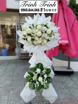 Lẵng hoa tang, lẵng hoa viếng đám ma, lẵng hoa chia buồn của shop hoa tươi ở Tân An, Long An - Hoa tươi Trinh Trinh LHT-022