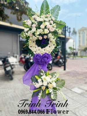 Lẵng hoa tang, lẵng hoa chia buồn, lẵng hoa viếng đám ma của shop hoa tươi Trinh Trinh - Shop hoa tươi ở Tân An, Long An LHT-028