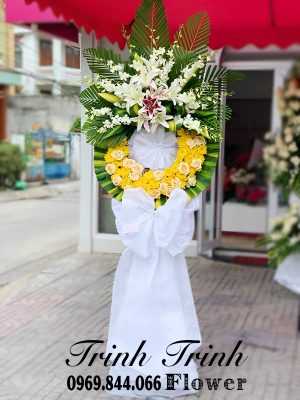 Lẵng hoa tang, lẵng hoa chia buồn của shop hoa tươi Tân An, Long An - Shop hoa tươi Trinh Trinh LHT-040