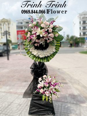 Lẵng hoa tang, lẵng hoa chia buồn, lẵng hoa viếng đam ma của shop hoa tươi Trinh Trinh - Shop hoa tươi Tân An - Long An LHT-082