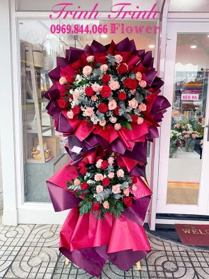 Lẵng hoa chúc mừng, lẵng hoa khai trương của shop hoa tươi Trinh Trinh - Shop hoa tươi Tân An, Long An LCM-073