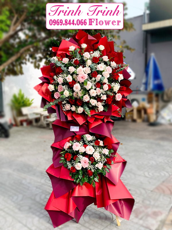 Lẵng Hoa Lcm-075 1 Lẵng Hoa Chúc Mừng, Lẵng Hoa Khai Trương Của Shop Hoa Tươi Trinh Trinh - Shop Hoa Tươi Tân An, Long An Lcm-075