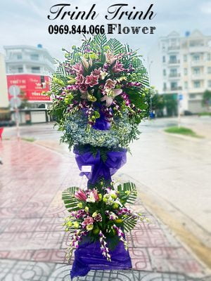 Lẵng hoa tang, lẵng hoa chia buồn, lẵng hoa viếng đám ma của shop hoa tươi Trinh Trinh - Shop hoa tươi Tân An - Long An LHT-088