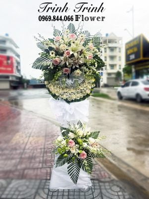 Lẵng hoa tang, lẵng hoa chia buồn, lẵng hoa viếng đám ma của shop hoa tươi Trinh Trinh - Shop hoa tươi Tân An - Long An LHT-089