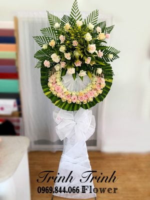 Lẵng hoa tang, lẵng hoa chia buồn, lẵng hoa viếng đám ma của shop hoa tươi Trinh Trinh - Shop hoa tươi Tân An - Long An LHT-091