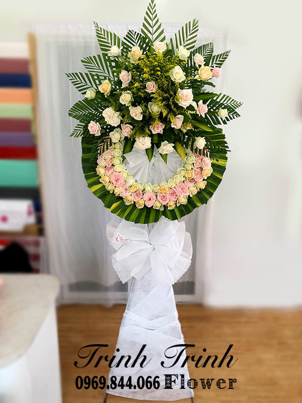 Lẵng Hoa Tang, Lẵng Hoa Chia Buồn, Lẵng Hoa Viếng Đám Ma Của Shop Hoa Tươi Trinh Trinh - Shop Hoa Tươi Tân An - Long An Lht-091