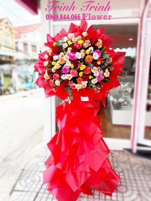 Lẵng hoa chúc mừng, lẵng hoa khai trương của shop hoa tươi Trinh Trinh - Shop hoa tươi Tân An, Long An LCM-084
