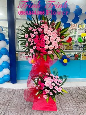 Lẵng hoa chúc mừng, lẵng hoa khai trương của shop hoa tươi Trinh Trinh - Shop hoa tươi Tân An, Long An LCM-094