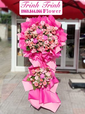 Lẵng hoa chúc mừng, lẵng hoa khai trương của shop hoa tươi Trinh Trinh - Shop hoa tươi Tân An, Long An LCM-099