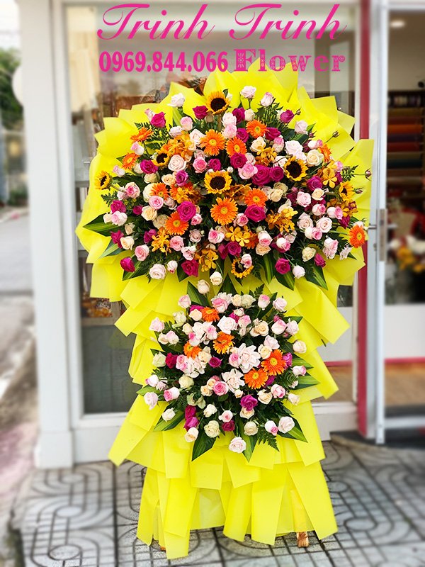 Lẵng Hoa Chúc Mừng, Lẵng Hoa Khai Trương Của Shop Hoa Tươi Trinh Trinh - Shop Hoa Tươi Tân An, Long An Lcm-100