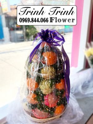 Giỏ trái cây đám tang, giỏ trái cây viếng đám ma của shop hoa tươi Tân An, Long An - Hoa tươi Trinh Trinh GTC-013