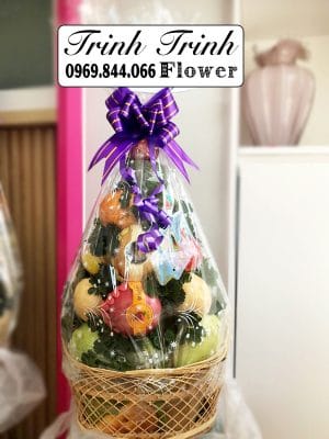 Giỏ trái cây đám tang, giỏ trái cây viếng đám ma của shop hoa tươi Tân An, Long An - Hoa tươi Trinh Trinh GTC-015