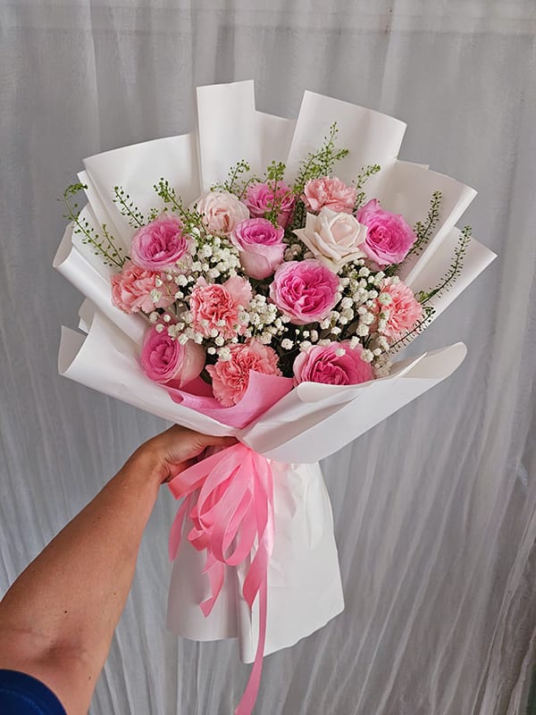 Bó Hoa Bht-120 1 Bó Hoa Tươi Tông Màu Hồng, Bó Hoa Sinh Nhật, Bó Hoa Tặng Nữ, Bó Hoa Chúc Mừng Của Shop Hoa Tươi Tân An, Long An | Tỉnh Tây Ninh Bht-120