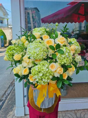 Giỏ hoa tặng nam, giỏ hoa cẩm tú cầu, giỏ hoa đẹp, giỏ hoa khai trương, giỏ hoa chúc mừng, giỏ hoa sinh nhật của shop hoa tươi Tiệm hoa tươi Tân An, Long An | Tây Ninh GCM-105