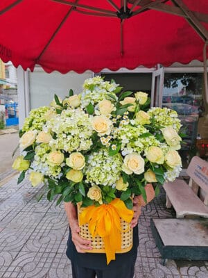 Giỏ hoa tặng nam, giỏ hoa cẩm tú cầu, giỏ hoa đẹp, giỏ hoa khai trương, giỏ hoa chúc mừng, giỏ hoa sinh nhật của shop hoa tươi Tiệm hoa tươi Tân An, Long An | Tây Ninh GCM-106