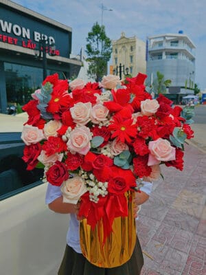Giỏ hoa đẹp, giỏ hoa khai trương, giỏ hoa chúc mừng, giỏ hoa sinh nhật của shop hoa tươi Tiệm hoa tươi Tân An, Long An | Tây Ninh GCM-109