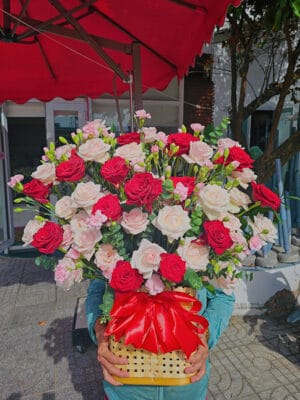 Giỏ hoa đẹp, giỏ hoa khai trương, giỏ hoa chúc mừng, giỏ hoa sinh nhật của shop hoa tươi Tiệm hoa tươi Tân An, Long An | Tây Ninh GCM-112